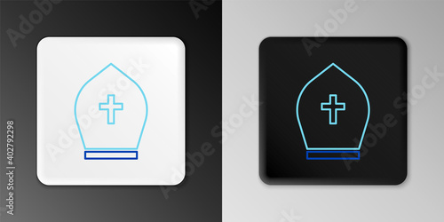 Line Pope hat icon isolated on grey background. Christian hat sign. Colorful outline concept. Vector.