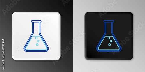 Line Test tube and flask - chemical laboratory test icon isolated on grey background. Colorful outline concept. Vector.