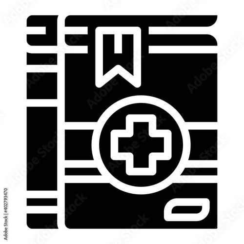 Medical handbook icon for webpage, application, card, printing, social media, posts etc.