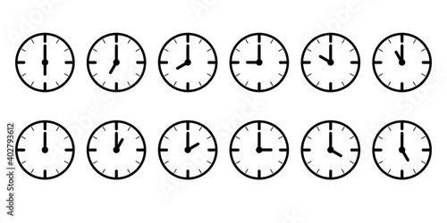 Wallpaper Mural clock set. clock Icons with different times. black icon Isolated on white background. flat lined style design. vector illustration. Torontodigital.ca