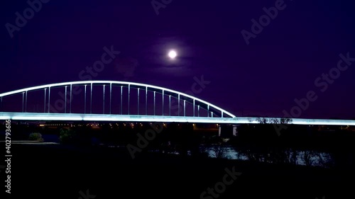 Night image of Hendrix Bridge with lights on, Zagreb, Croatia.
