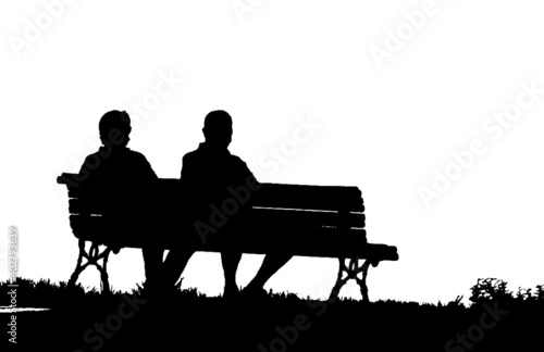 Bench with two people watching the landscape