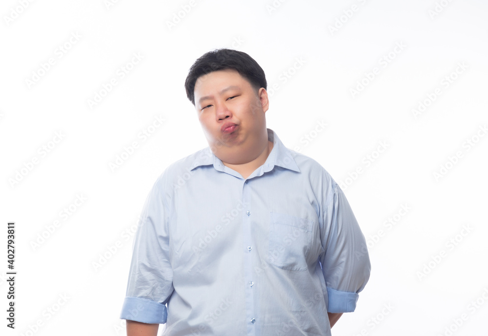 Portrait of Fat Asian business man with funny face isolated on white background. Portrait of Fat Asian business man with funny face isolated on white background.