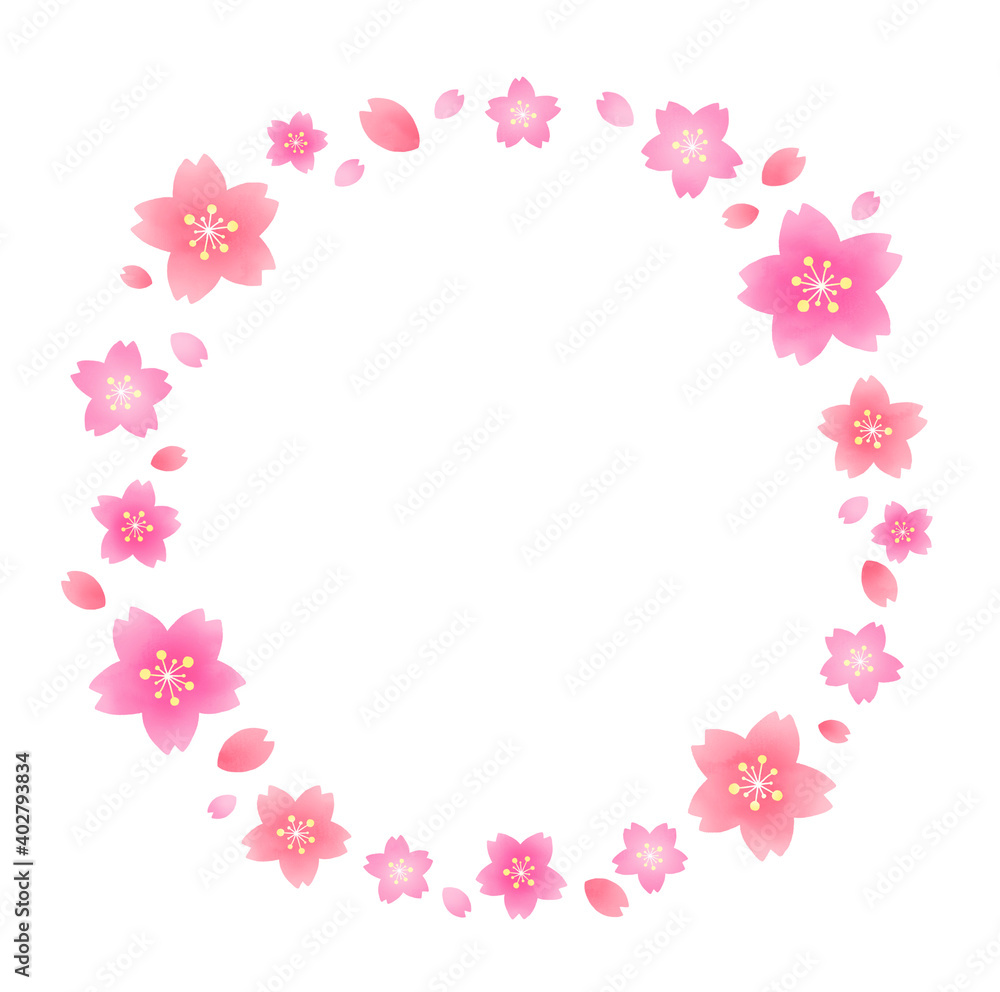 シンプルな桜のフレーム　ピンク