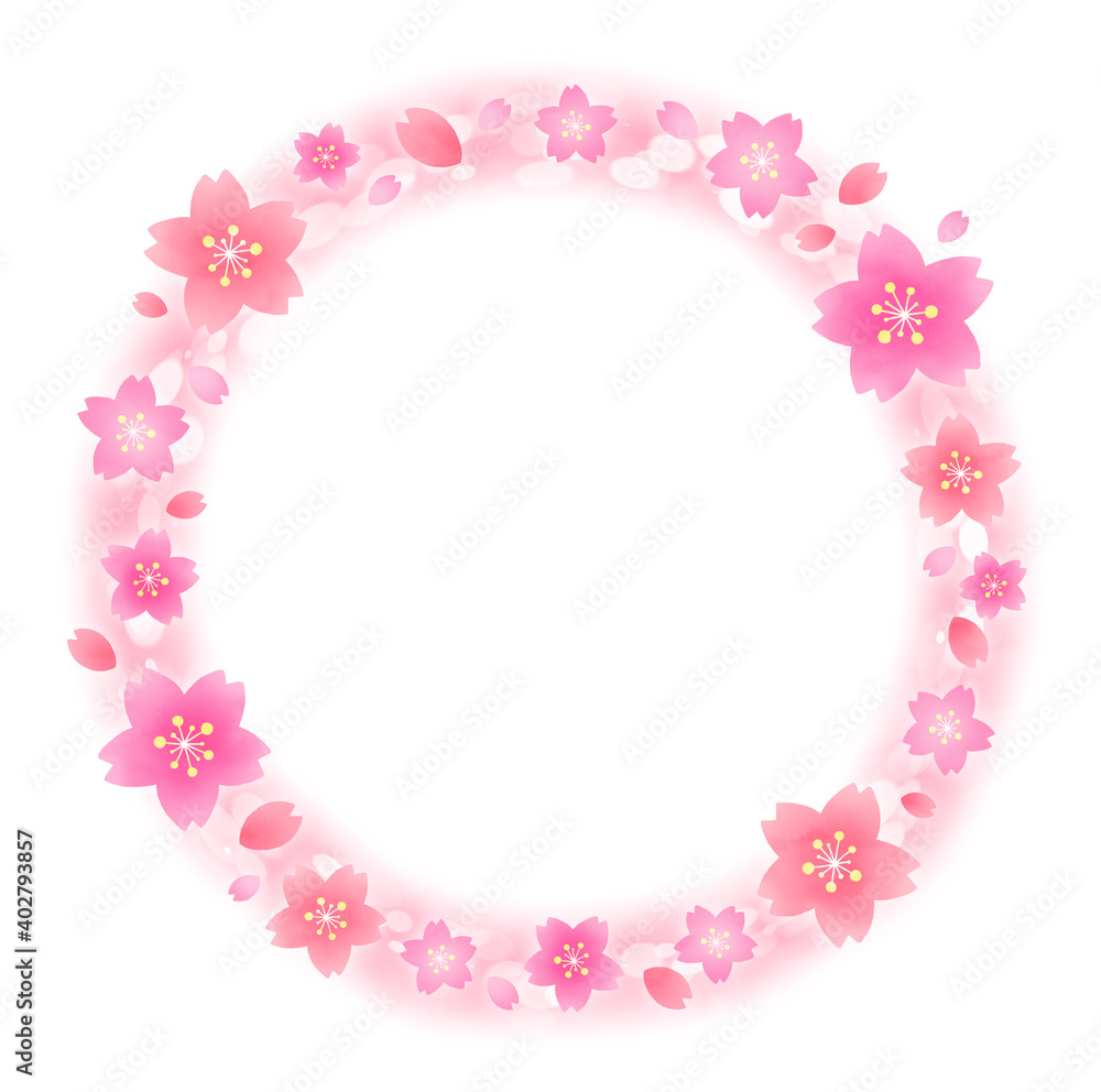 ふんわりした桜のフレーム　ピンク