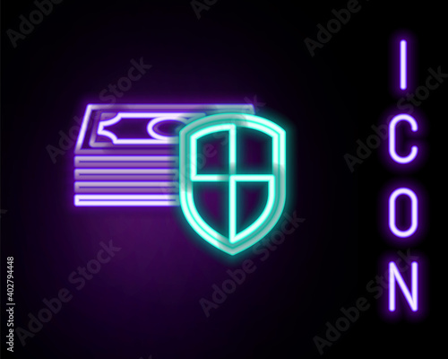 Glowing neon line Power bank icon isolated on black background. Portable charging device. Colorful outline concept. Vector.