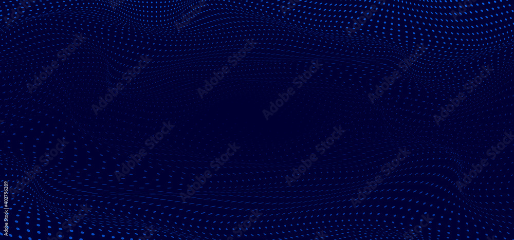 Abstract blue wavy wave halftone dots on dark blue background and texture Abstract blue wavy wave halftone dots on dark blue background and texture