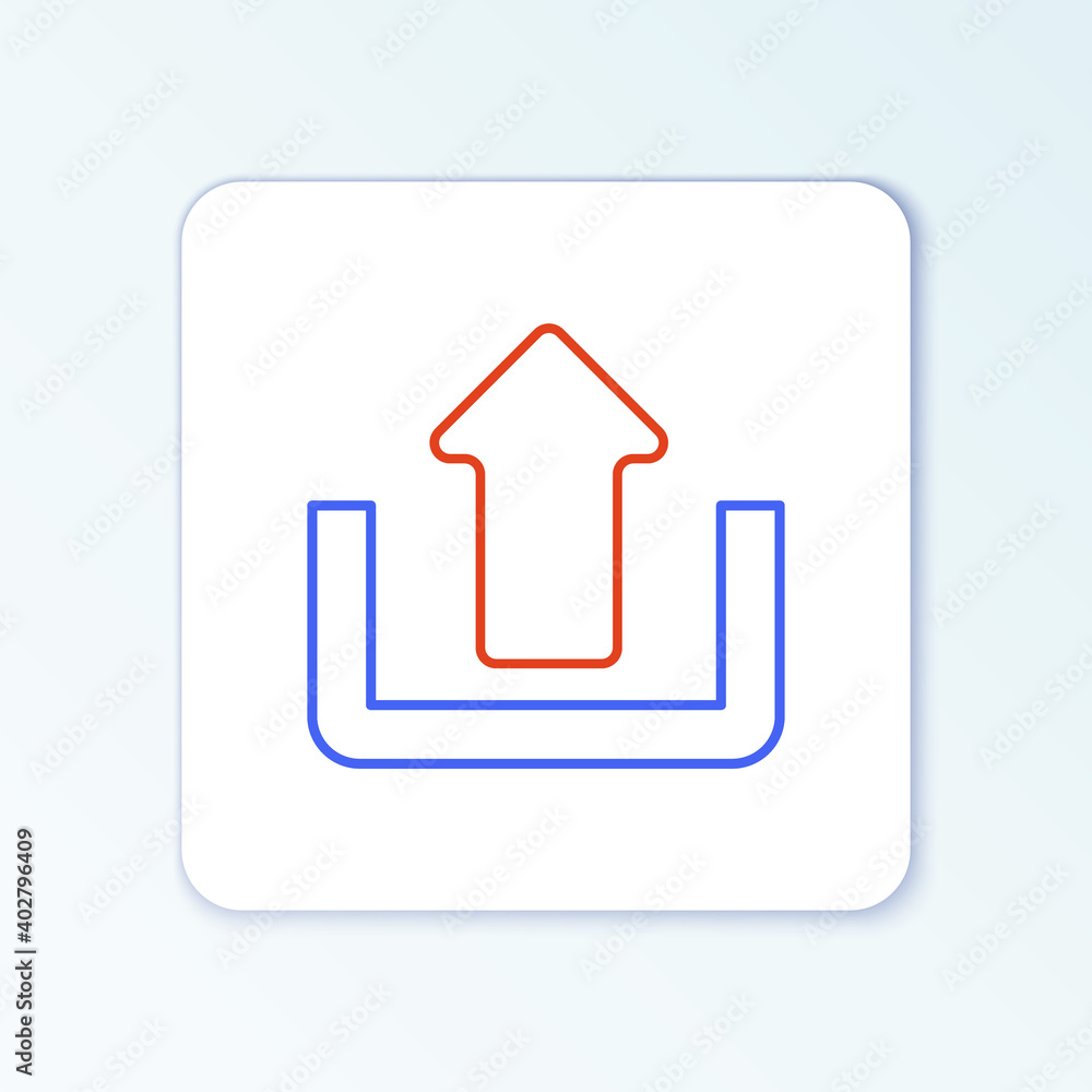 Line Upload icon isolated on white background. Up arrow. Colorful outline concept. Vector. Line Upload icon isolated on white background. Up arrow. Colorful outline concept. Vector.