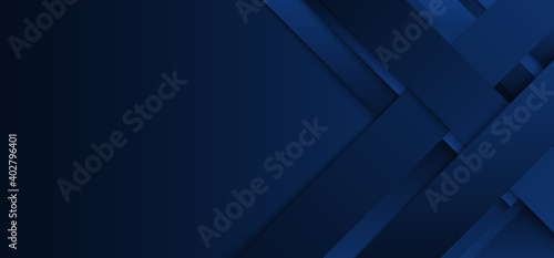 Abstract modern blue stripes or rectangle layer overlapping with shadow on dark blue background