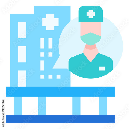 Stan by hospital icon for webpage, application, card, printing, social media, posts etc.