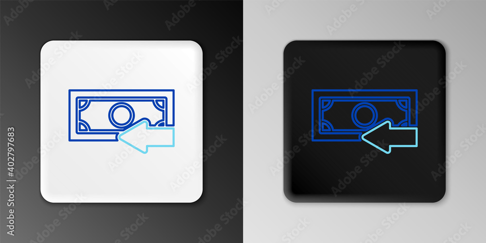 Line Cash back icon isolated on grey background. Financial services, money refund, return on investment, savings account, currency exchange. Colorful outline concept. Vector. Line Cash back icon isolated on grey background. Financial services, money refund, return on investment, savings account, currency exchange. Colorful outline concept. Vector.