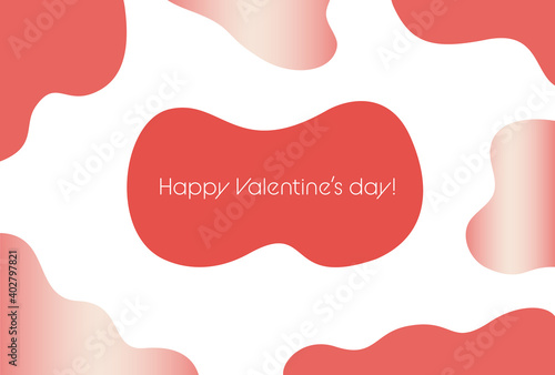 赤とローズゴールドの幾何学的デザインの背景とhappy valentine's dayのロゴ入りハガキサイズテンプレート
