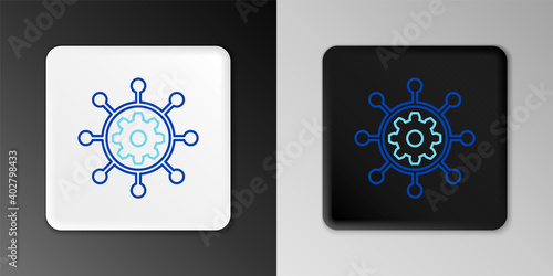 Line Project management icon isolated on grey background. Hub and spokes and gear solid icon. Colorful outline concept. Vector.
