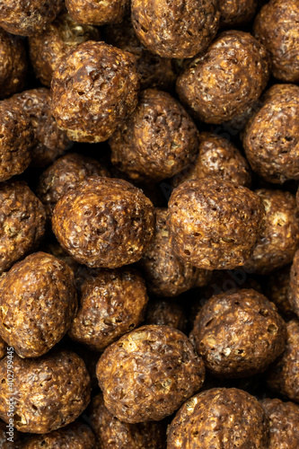 Chocolate cereal macro photo. background or textura