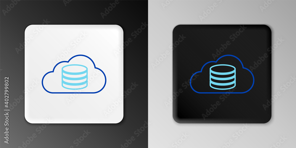 Line Cloud database icon isolated on grey background. Cloud computing concept. Digital service or app with data transferring. Colorful outline concept. Vector. Line Cloud database icon isolated on grey background. Cloud computing concept. Digital service or app with data transferring. Colorful outline concept. Vector.