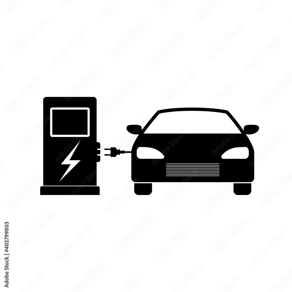 Car electric charge icon isolated on white background Car electric charge icon isolated on white background