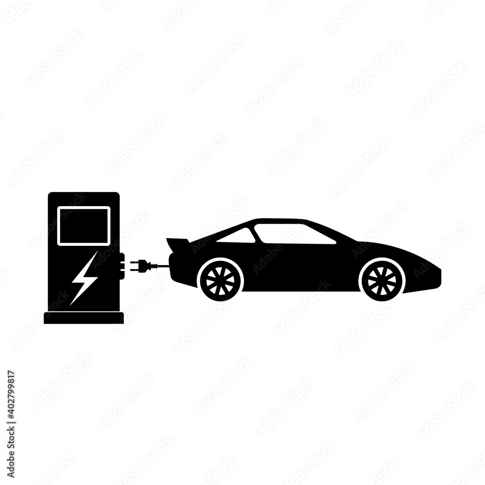 Car electric charge icon isolated on white background Car electric charge icon isolated on white background