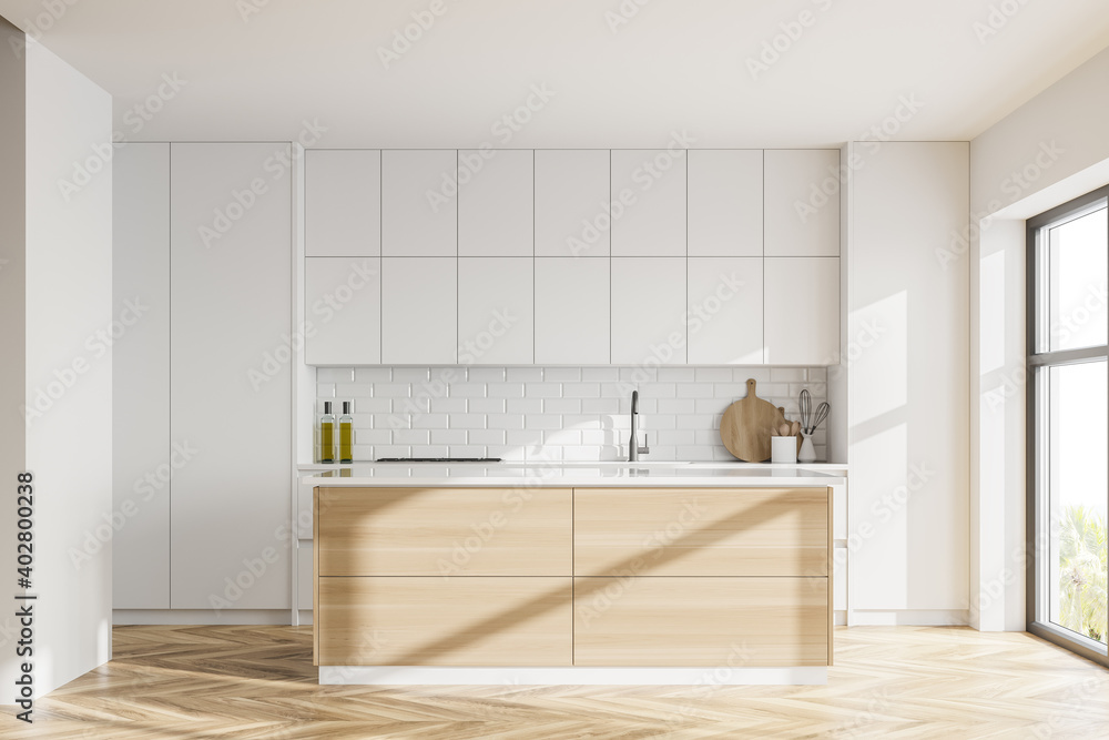 White kitchen interior with island White kitchen interior with island