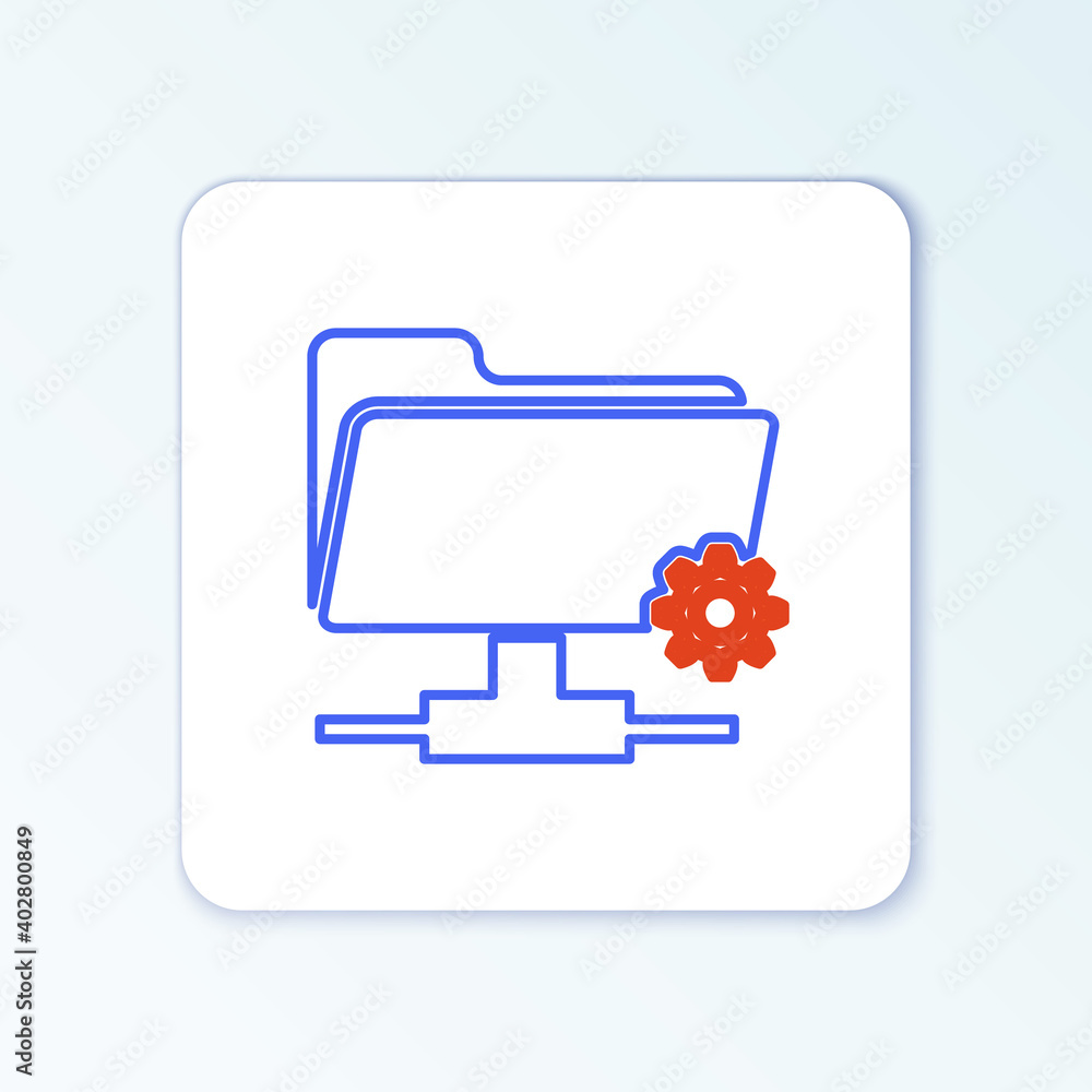 Line FTP settings folder icon isolated on white background. Software update, transfer protocol, router, teamwork tool management, copy process. Colorful outline concept. Vector. Line FTP settings folder icon isolated on white background. Software update, transfer protocol, router, teamwork tool management, copy process. Colorful outline concept. Vector.