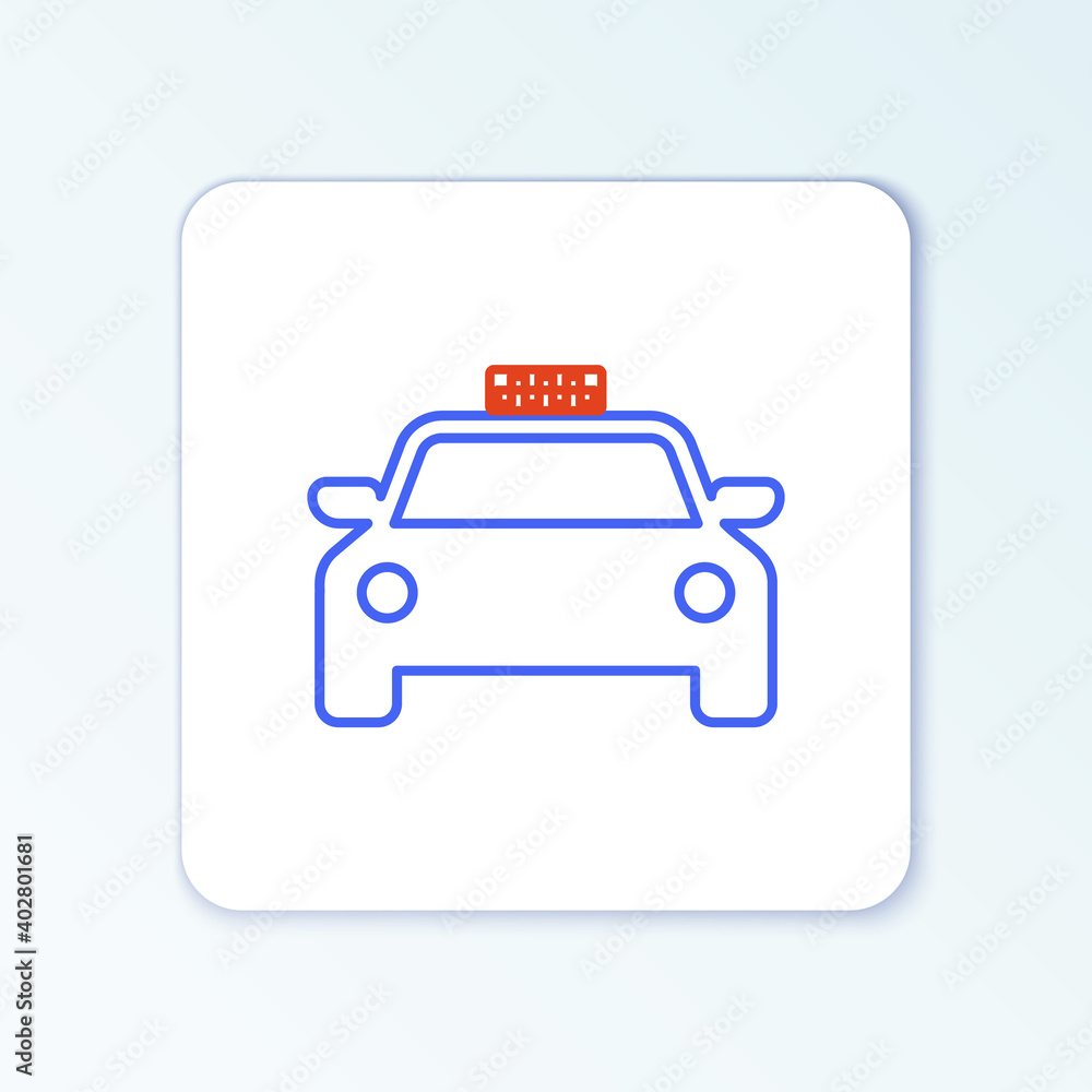 Line Taxi car icon isolated on white background. Colorful outline concept. Vector.