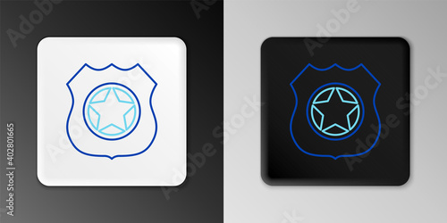 Line Police badge icon isolated on grey background. Sheriff badge sign. Colorful outline concept. Vector.