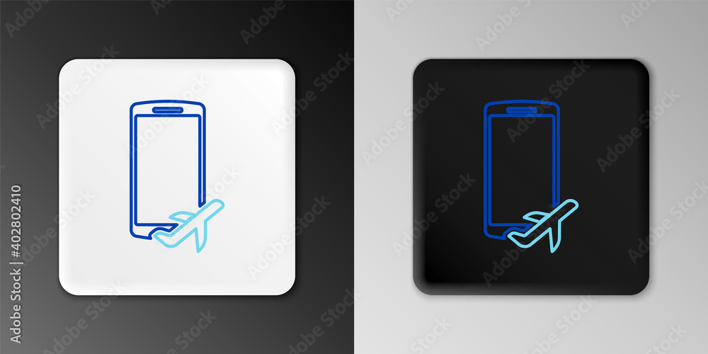 Line Flight mode in the mobile phone icon isolated on grey background. Airplane or aeroplane flight offline mode passenger regulation airline . Colorful outline concept. Vector. Line Flight mode in the mobile phone icon isolated on grey background. Airplane or aeroplane flight offline mode passenger regulation airline . Colorful outline concept. Vector.
