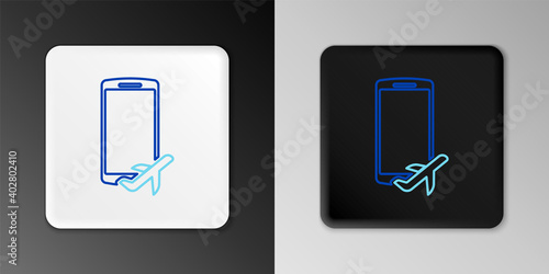 Line Flight mode in the mobile phone icon isolated on grey background. Airplane or aeroplane flight offline mode passenger regulation airline . Colorful outline concept. Vector.