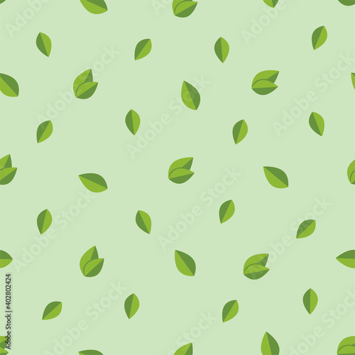 Foliage seamless pattern. Vector background with green leaves.
