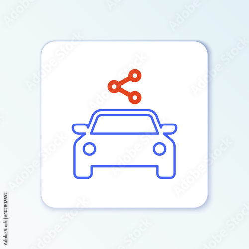 Line Car sharing icon isolated on white background. Carsharing sign. Transport renting service concept. Colorful outline concept. Vector.