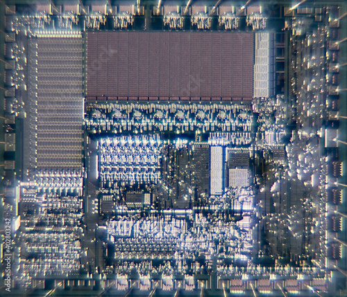 Microprocessor super macro pattern. Processor architecture background. The structure of electronics.