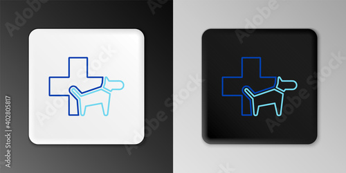 Line Veterinary clinic symbol icon isolated on grey background. Cross with dog veterinary care. Pet First Aid sign. Colorful outline concept. Vector.