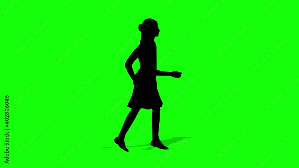 Walking silhouette woman cartoon animation. Loop animation ( 4K video ). green background for background transparent use. Walking silhouette woman cartoon animation. Loop animation ( 4K video ). green background for background transparent use.