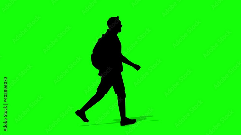 Walking silhouette man cartoon animation. Loop animation ( 4K video ). green background for background transparent use. Walking silhouette man cartoon animation. Loop animation ( 4K video ). green background for background transparent use.