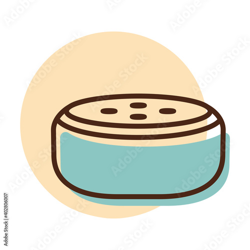 Small smart speaker with voice recognition icon