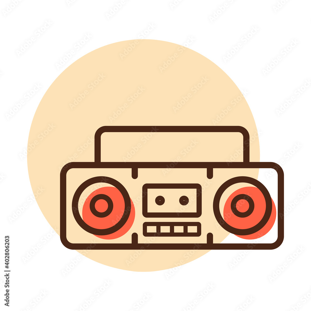 Boombox cassette stereo recorder vector icon Boombox cassette stereo recorder vector icon