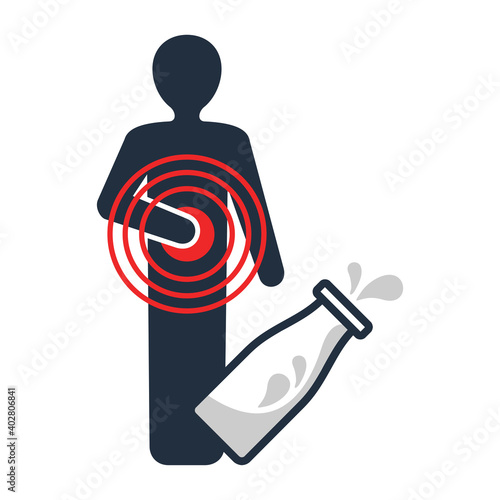 Lactose intolerance - person and pain circles.