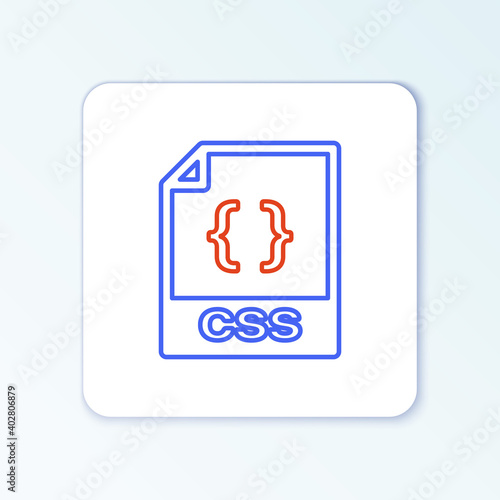 Line CSS file document. Download css button icon isolated on white background. CSS file symbol. Colorful outline concept. Vector.