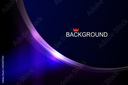 Mesh composition in blue shade with round frame silhouette with edging and glitter