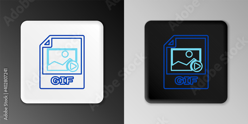 Line GIF file document. Download gif button icon isolated on grey background. GIF file symbol. Colorful outline concept. Vector.