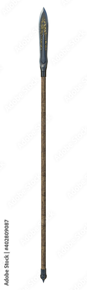long spear, weapon, on an isolated white background. 3d illustration long spear, weapon, on an isolated white background. 3d illustration