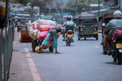 COLOMBO, SRI LANKA - APRIL 03, 2019: Street near the Pettah Market or Manning Market. Pettah Market located in the suburb of Pettah in Colombo, Sri Lanka.