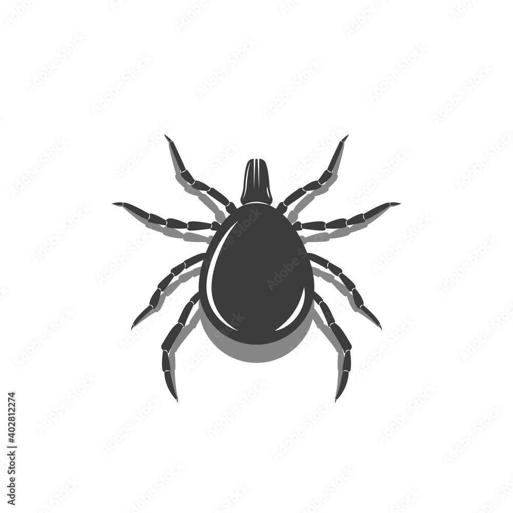 Encephalitis mite warning sign, 3d silhouette of a bloodsucker insect Encephalitis mite warning sign, 3d silhouette of a bloodsucker insect