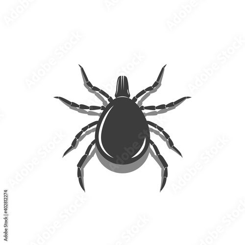 Encephalitis mite warning sign, 3d silhouette of a bloodsucker insect