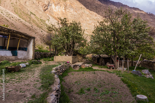 Jizeu (Jizev or Jisev) village in Pamir mountains, Tajikistan photo