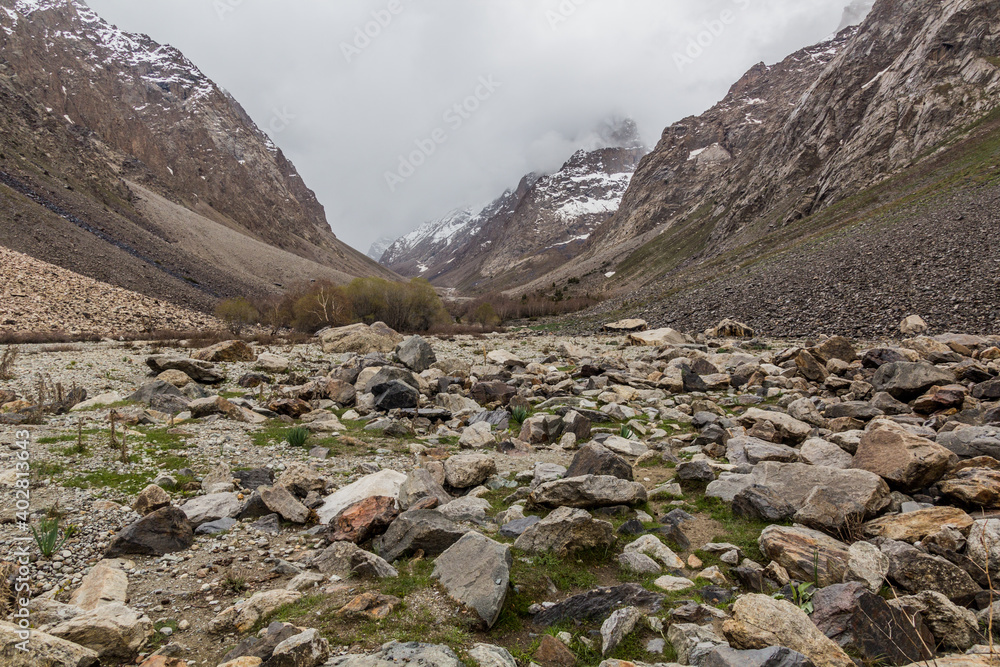 Landscape of Jizev (Jizeu, Geisev or Jisev) valley in Pamir mountains, Tajikistan Landscape of Jizev (Jizeu, Geisev or Jisev) valley in Pamir mountains, Tajikistan