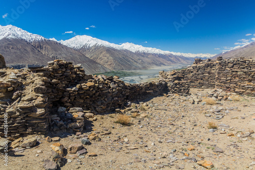 Yamchun fort in Wakhan valley, Tajikistan photo