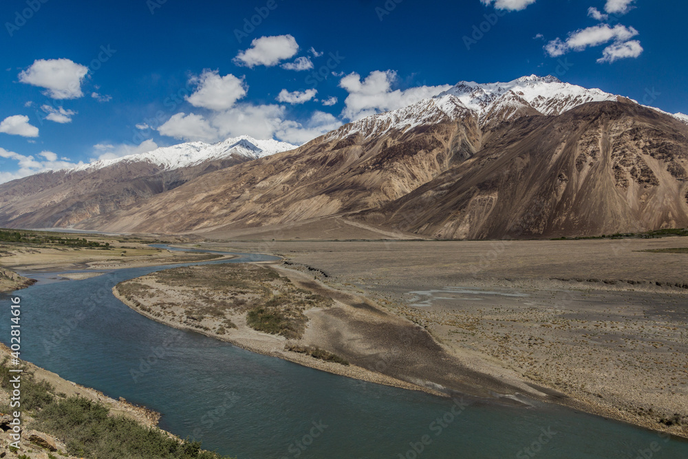 Wakhan valley between Tajikistan and Afghanistan