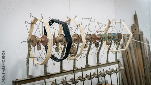 Traditional weaving loom. A very old weaving machine in Yazd, Tehran