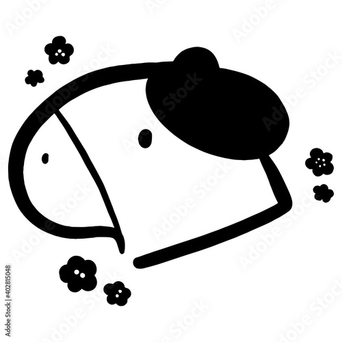 花が周りにある牛の顔