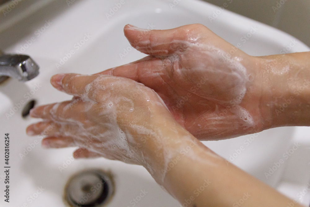 Washing hands rubbing with soap for corona virus prevention. Health care Washing hands rubbing with soap for corona virus prevention. Health care